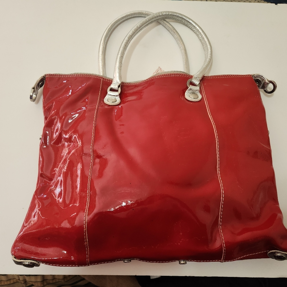 Dooney & Bourke red patent leather tote